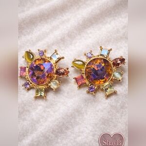 Multicolor Iridescent Gold Earrings